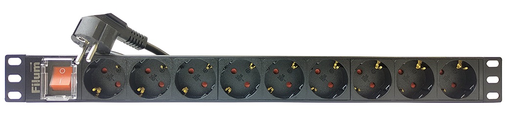 Блок розеток 19", 9 розеток Filum FL-PDU19-9SCH-PS-2MEU