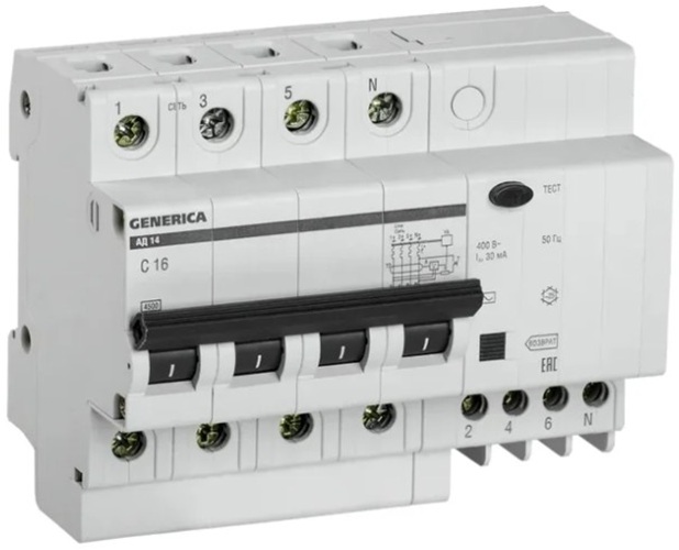 Автомат дифференциальный GENERICA MAD15-4-016-C-030