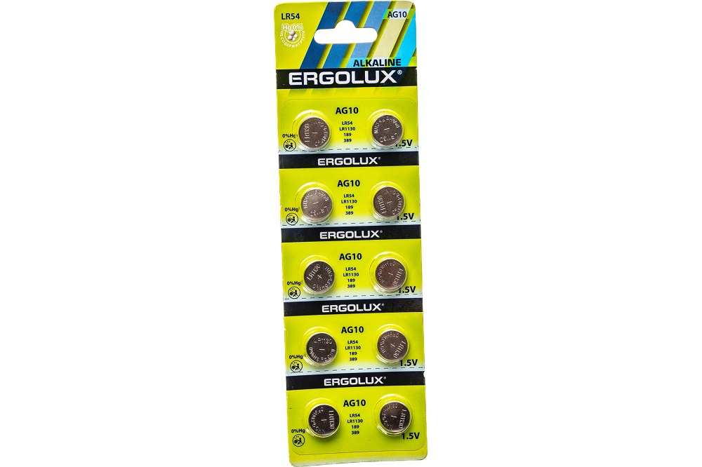 Батарейка ERGOLUX AG10-BP10