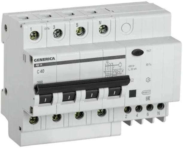 Автомат дифференциальный GENERICA MAD15-4-040-C-030