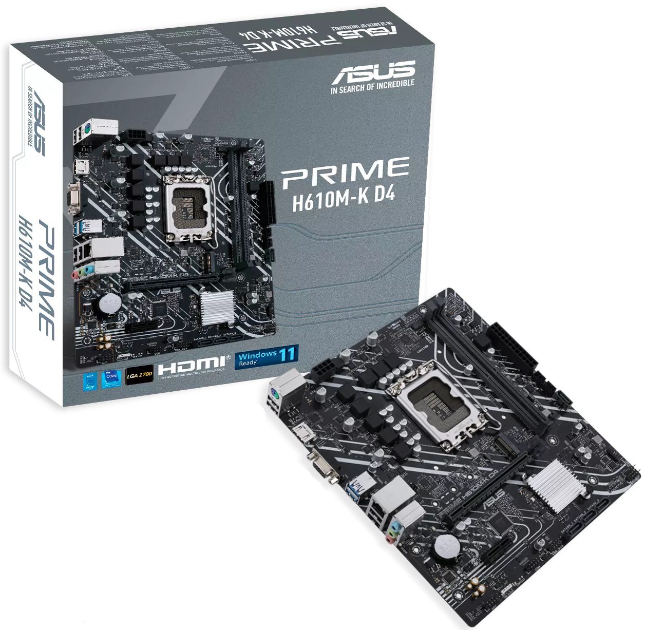 Материнская плата ASUS PRIME H610M-K D4, LGA1700, Intel H610, mATX
