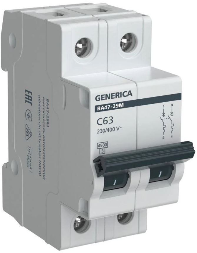 Автоматический выключатель GENERICA MVA21-2-063-C-G