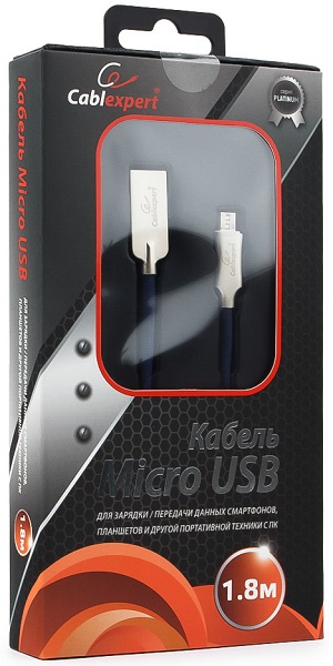 Кабель интерфейсный USB 2.0 Cablexpert CC-P-mUSB02Bl-1.8M