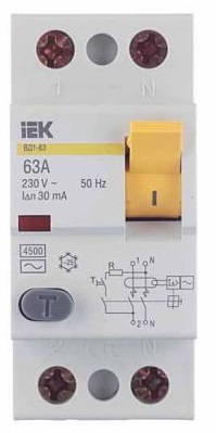 Выключатель дифференциального тока (ВДТ, УЗО) IEK MDV10-2-080-300