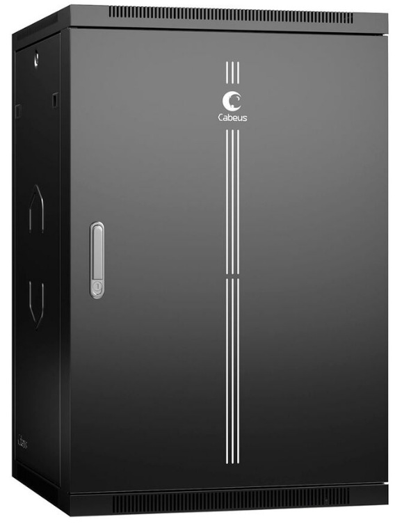 Шкаф настенный 19", 18U Cabeus SH-05F-18U60/60m-R-BK