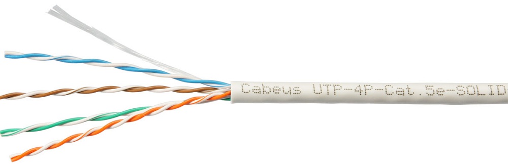 Кабель витая пара U/UTP 5e кат. 4 пары Cabeus UTP-4P-Cat.5e-SOLID-LSLTx-GY