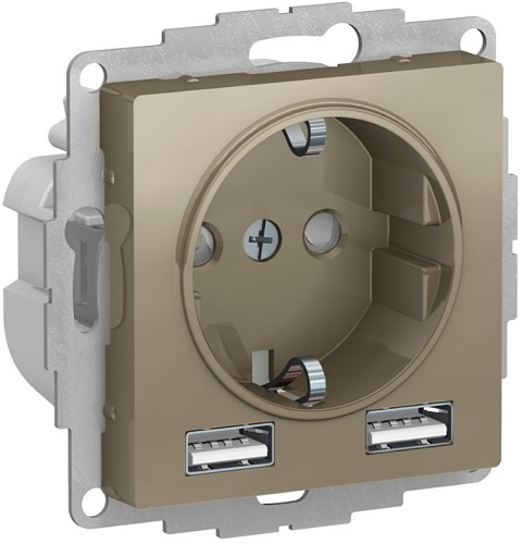 Розетка с заземлением с 2 USB Systeme Electric ATN000530