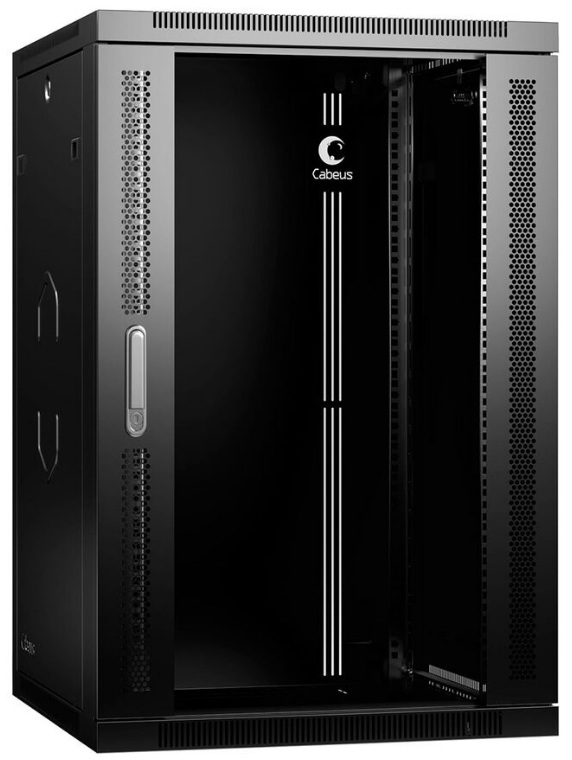 Шкаф настенный 19", 18U Cabeus SH-05F-18U60/35-R-BK