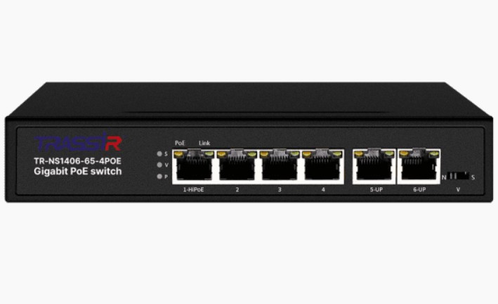 Коммутатор неуправляемый TRASSIR TR-NS1406-65-4POE