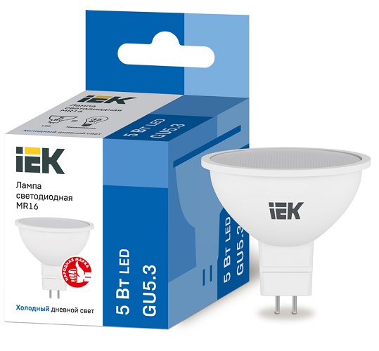 Лампа светодиодная IEK LLE-MR16-5-230-65-GU5