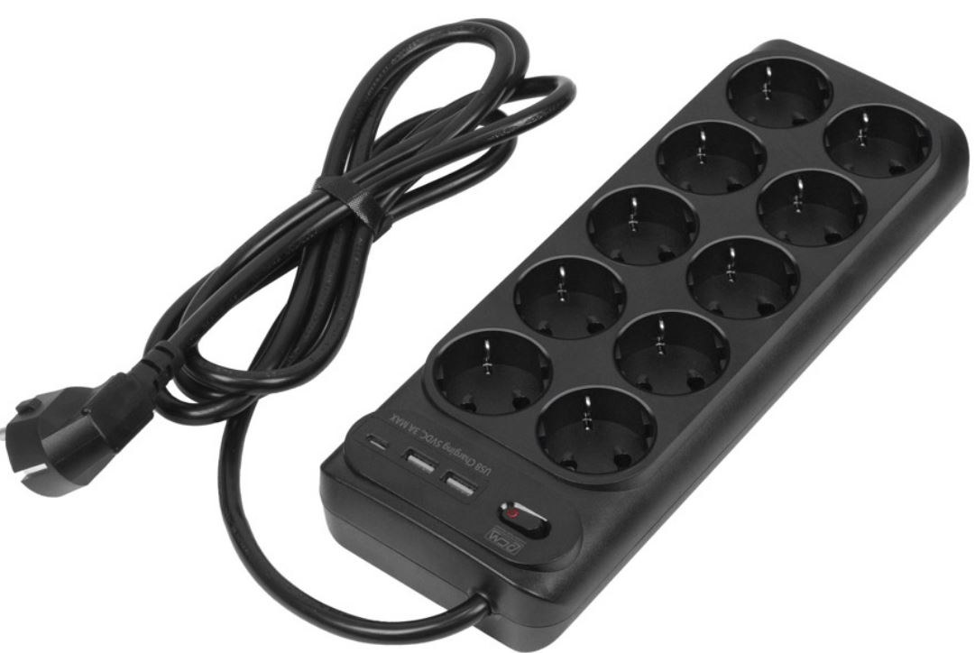 Сетевой фильтр Powercom SP-10 USB2A1СB 3,0м