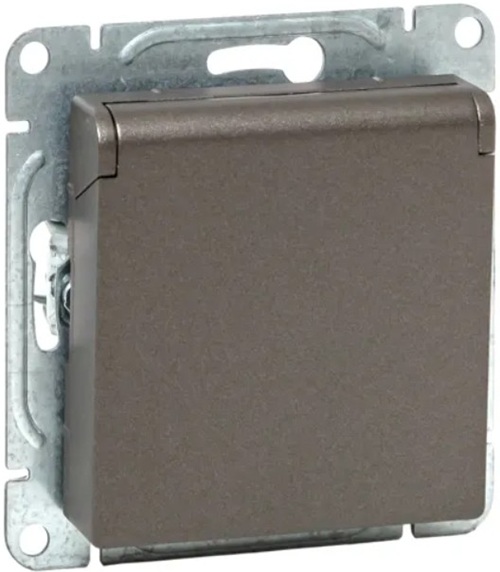 Розетка с заземлением с крышкой EKF UP1-SOM-111-44