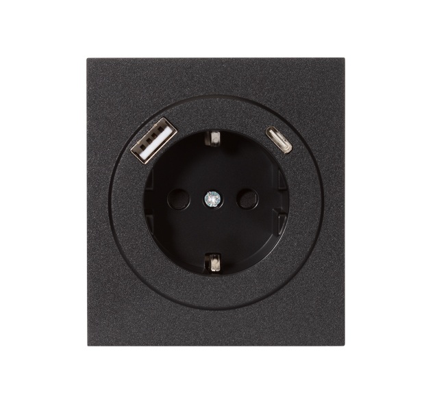 Розетка с заземлением с 2 USB KRANZ KR-78-0704-5