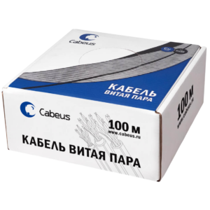 Кабель витая пара F/UTP 5e кат. 4 пары Cabeus FTP-4P-Cat.5e-SOLID-LSZH-GY-100