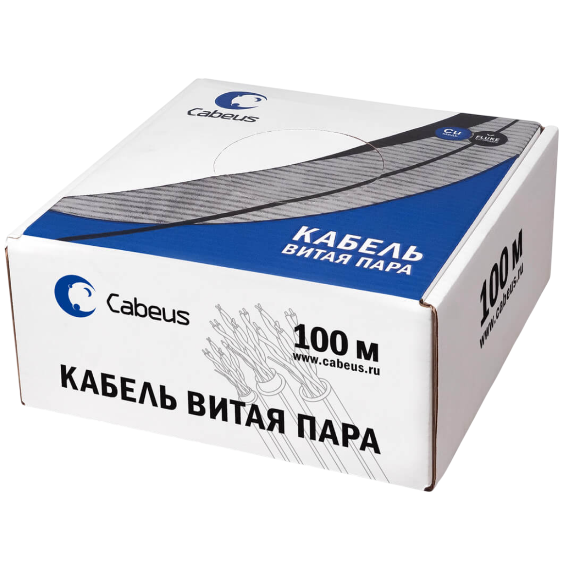 Кабель витая пара F/UTP 5e кат. 4 пары Cabeus FTP-4P-Cat.5e-SOLID-LSZH-GY-100
