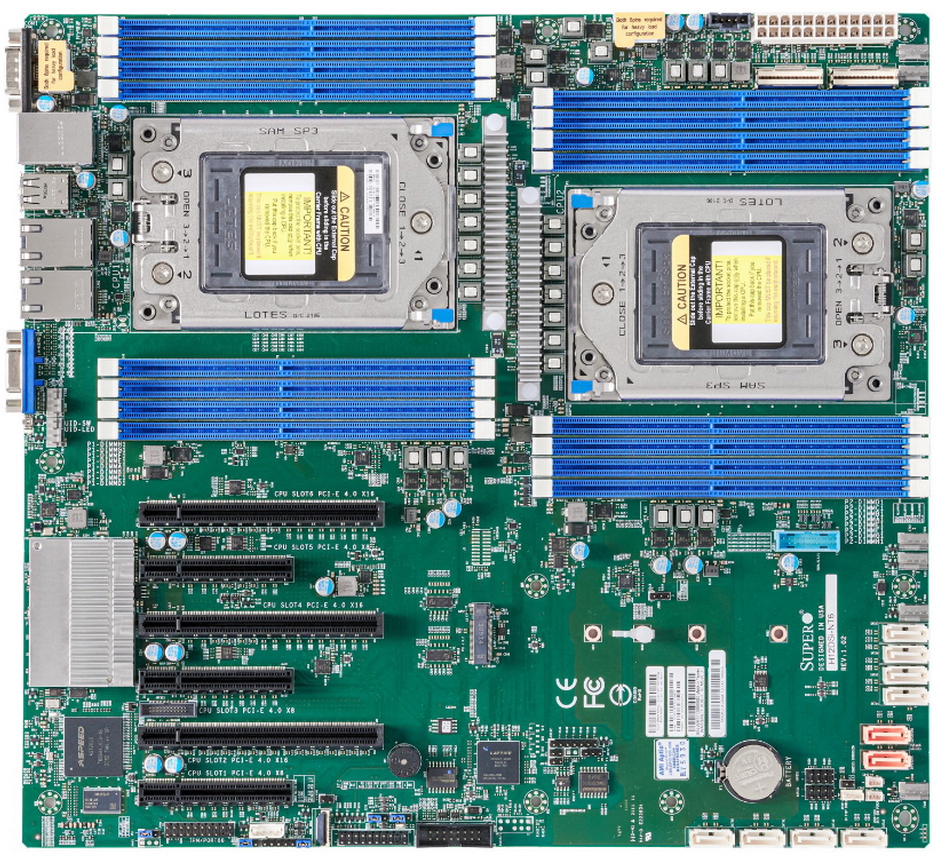 Материнская плата Supermicro MBD-H12DSI-NT6-B, SP3, Нет (SOC), E-ATX