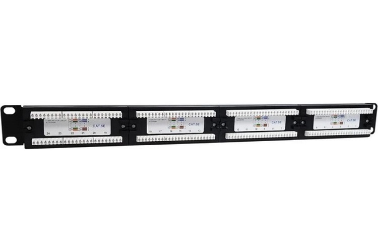 Патч-панель 19", 24xRJ45, UTP, Кат. 5е NTSS NTSS-PP-1U-24-UTP-RJ45-5e-D