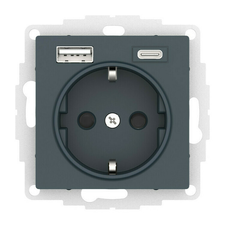 Розетка с заземлением с 2 USB Systeme Electric ATN000832