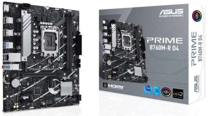 Материнская плата ASUS PRIME B760M-R D4, LGA1700, Intel B760, mATX