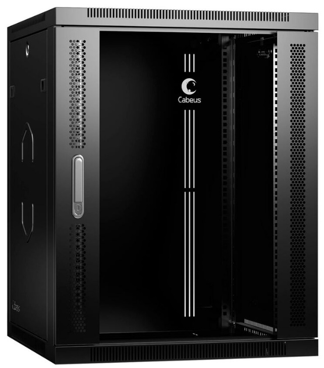 Шкаф настенный 19", 15U Cabeus SH-05F-15U60/45-R-BK