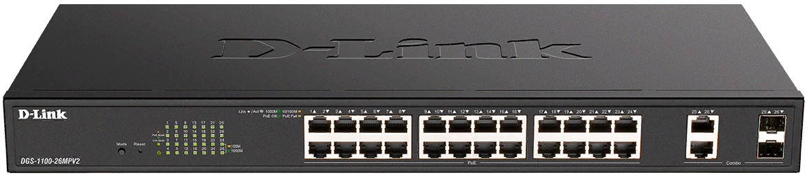 Коммутатор PoE D-link DGS-1100-26MPV2/A3A