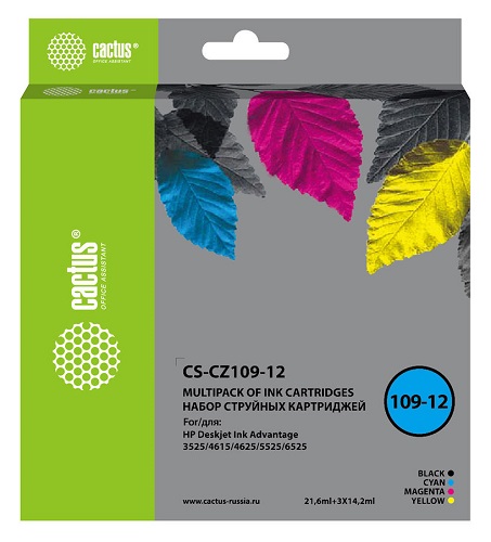 Тонер-картридж Cactus CS-CZ109-12 Желтый, Черный, Пурпурный, Голубой