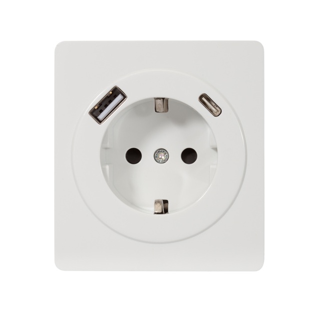Розетка с заземлением с 2 USB KRANZ KR-78-0704-1