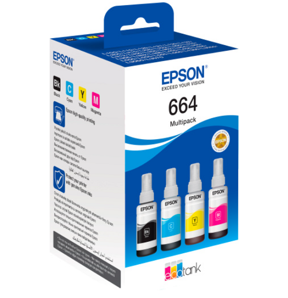 Тонер-картридж Epson 664 Желтый, Черный, Пурпурный, Голубой