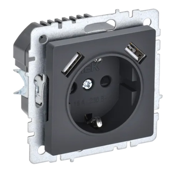 Розетка с заземлением IEK BR-R14-16-U21-D31-K53