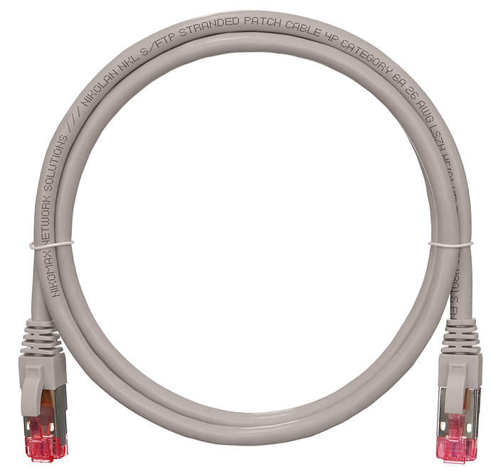Кабель патч-корд S/FTP 6А кат. 0.15м NikoMax NMC-PC4SA55B-001-GY