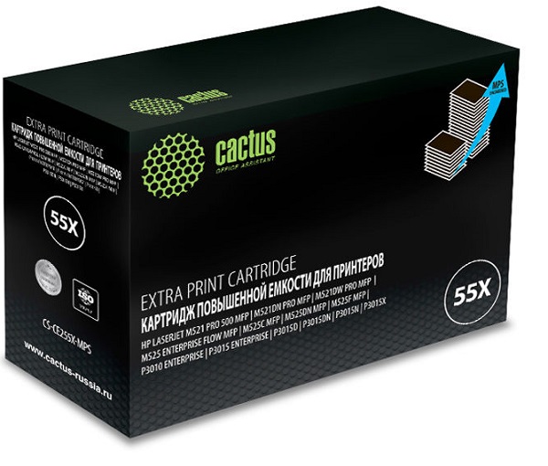 Тонер-картридж Cactus CS-CE255X-MPS Черный