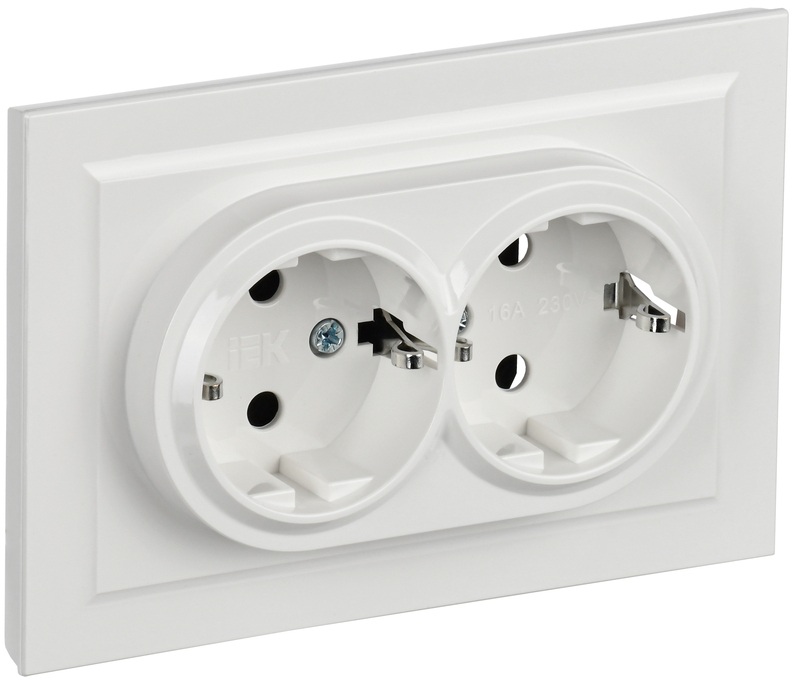 Розетка двухместная с заземлением в сборе IEK BR-R24-16-K01-F-PRO