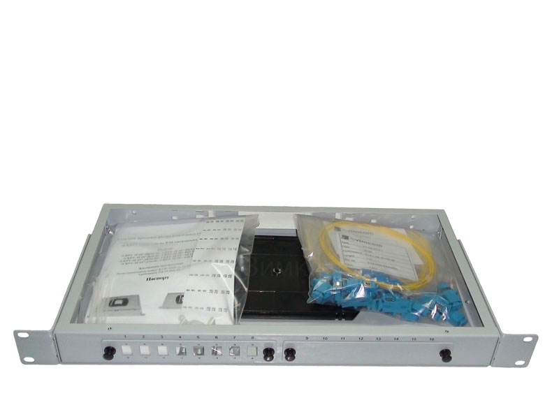 Кросс оптический стоечный Vimcom СКРУ-1U19-A8/16-SC/SM-(8AD-SC+8PT-SС+8КДЗC)