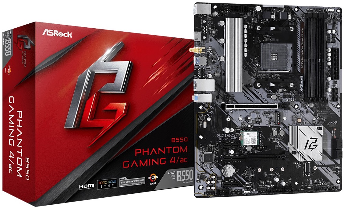 Материнская плата ASRock B550 PHANTOM GAMING 4/AC, AM4, AMD B550, ATX