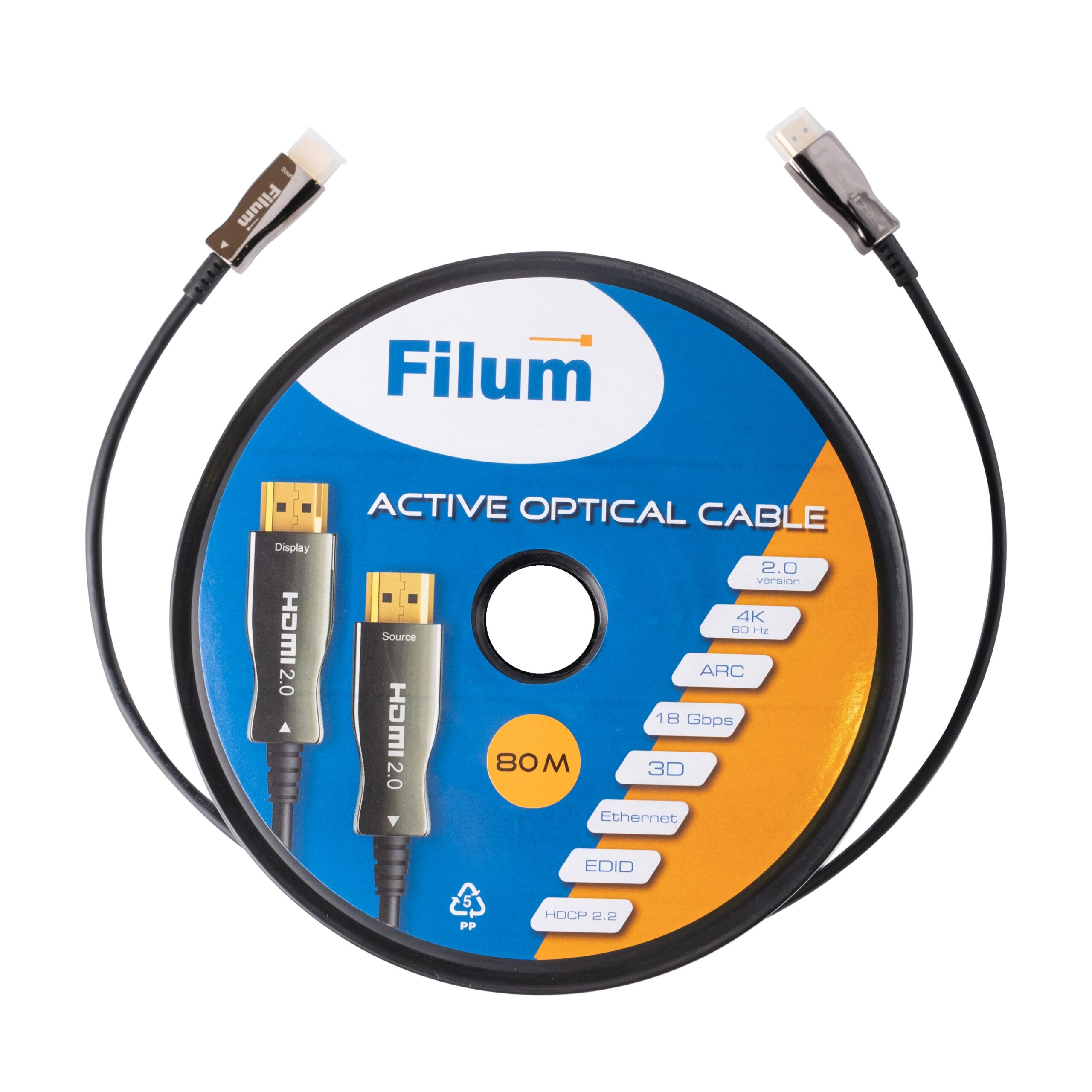 Активный оптический кабель HDMI Filum FL-AOC-HDMI2.0-80M