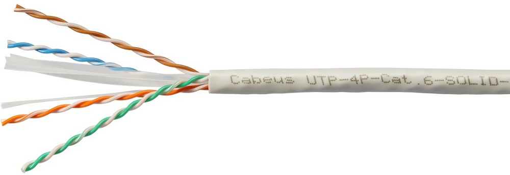 Кабель витая пара U/UTP 6 кат. 4 пары Cabeus UTP-4P-Cat.6-SOLID-LSZH-GY-100