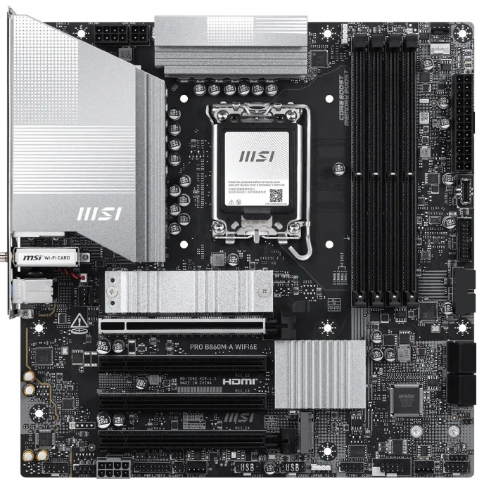 Материнская плата MSI PRO B860M-A WIFI6E, LGA1851, Intel B860, mATX