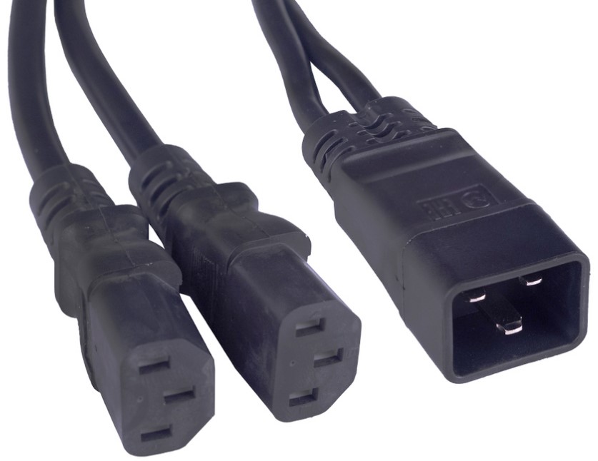 Кабель питания Cabeus PC-IEC20-2xIEC13-1.5-0.3M
