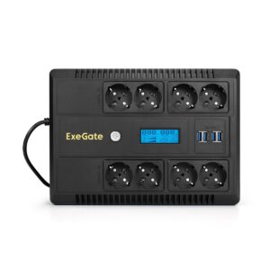 Источник бесперебойного питания Exegate NEO Smart LHB-650.LCD.AVR.8SH.CH.RJ.USB