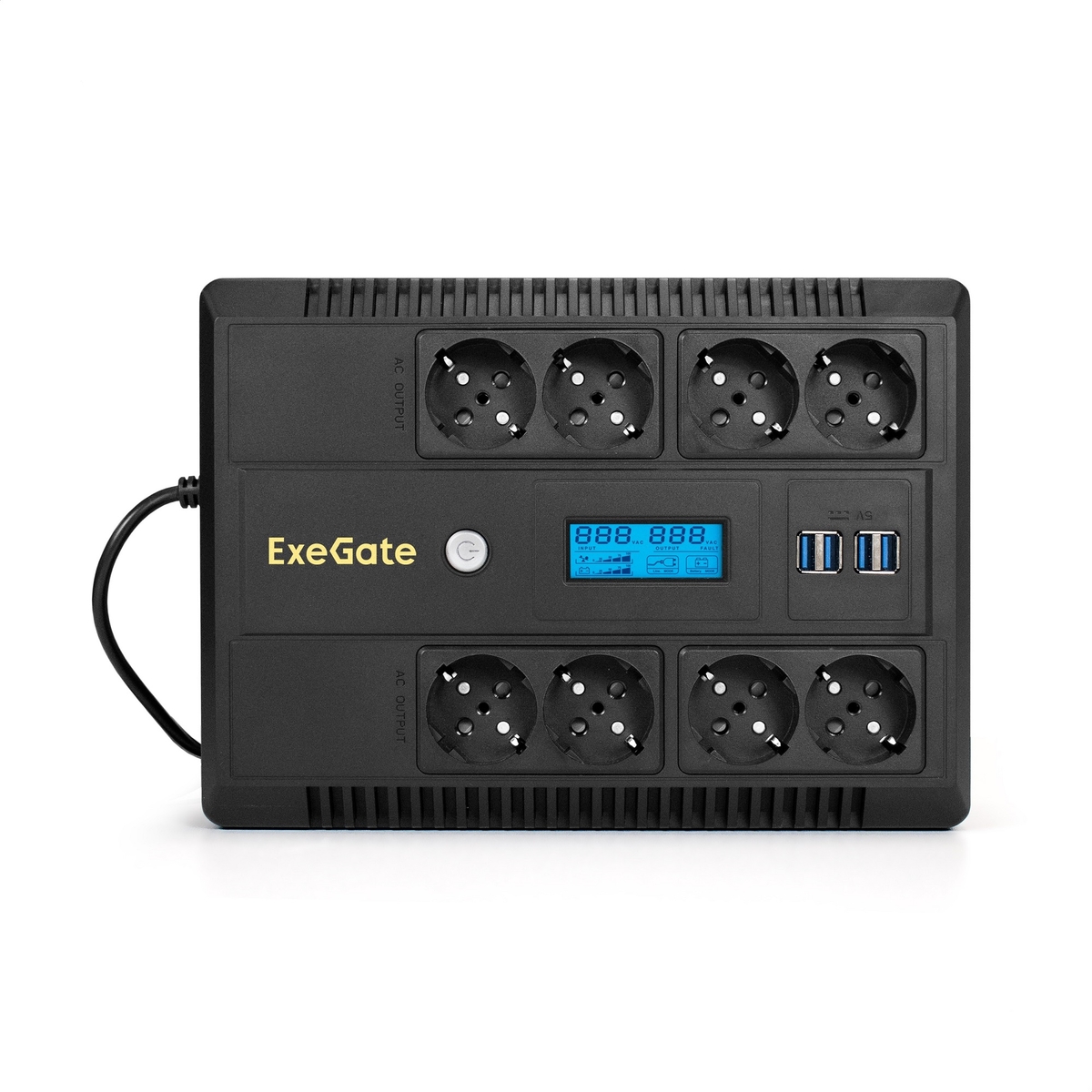 Источник бесперебойного питания Exegate NEO Smart LHB-650.LCD.AVR.8SH.CH.RJ.USB