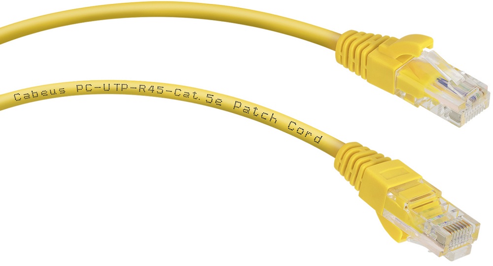 Кабель патч-корд U/UTP 5e кат. 5м Cabeus PC-UTP-RJ45-Cat.5e-5m-YL