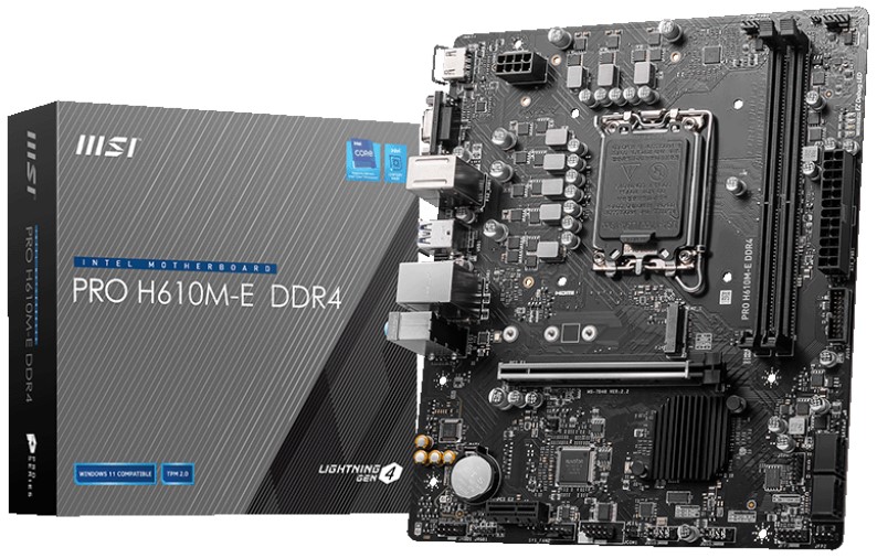 Материнская плата MSI PRO H610M-E DDR4, LGA1700, Intel H610, mATX