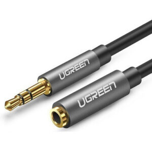 Кабель удлинительный 3.5 Jack (M) - 3.5 Jack (F), 1м, UGREEN AV118 Grey/Black
