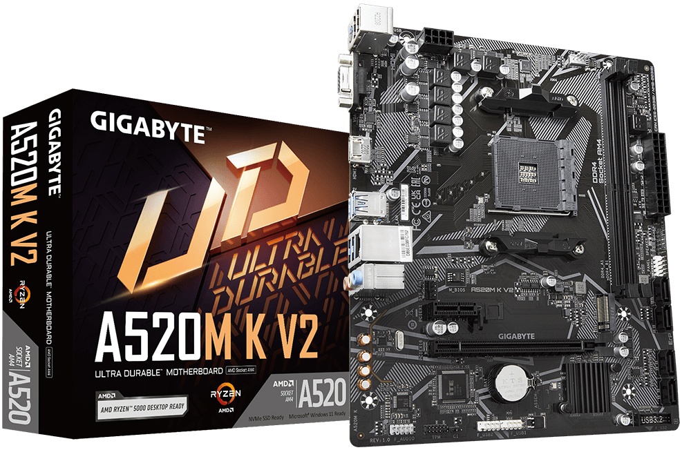 Материнская плата GIGABYTE A520M K V2, AM4, AMD A520, mATX