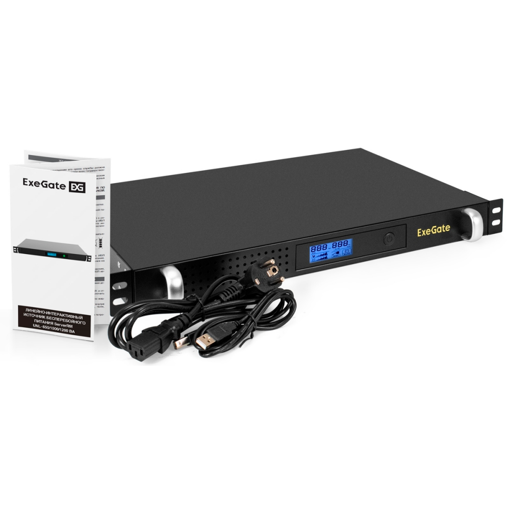 ИБП ExeGate ServerRM UNL-650.LCD.AVR.4C13.RJ.USB.1U