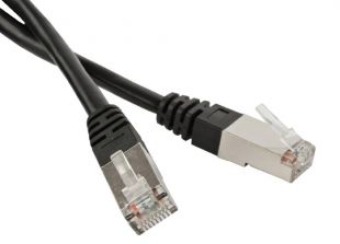Кабель патч-корд F/UTP 5e кат. 1м Hyperline PC-LPM-STP-RJ45-RJ45-C5e-1M-LSZH-BK