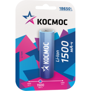 Аккумулятор КОСМОС KOC18650Li-ion15UBL1 (18650, 1500mAh, 1 шт.)