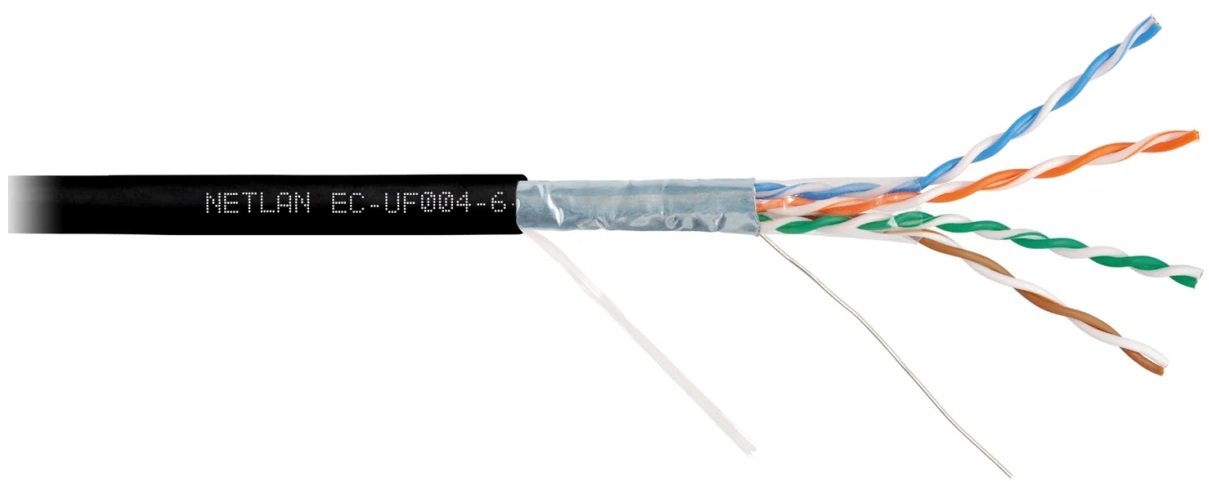 Кабель витая пара F/UTP 6 кат. 4 пары Netlan EC-UF004-6-PE-BK