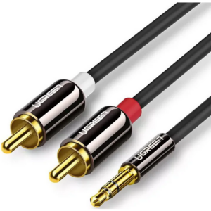 Кабель 3.5 Jack (M) - 2x RCA (M), 3м, UGREEN AV116 Black