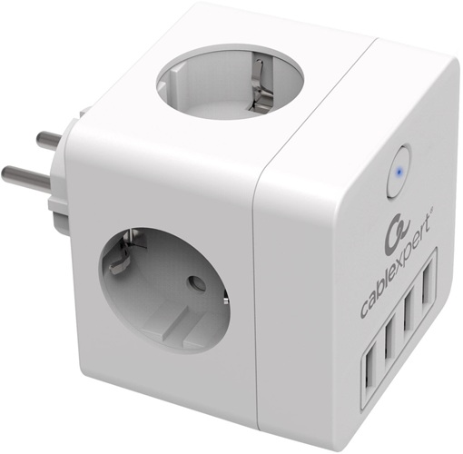 Сетевой фильтр Cablexpert CUBE-4-U4-W